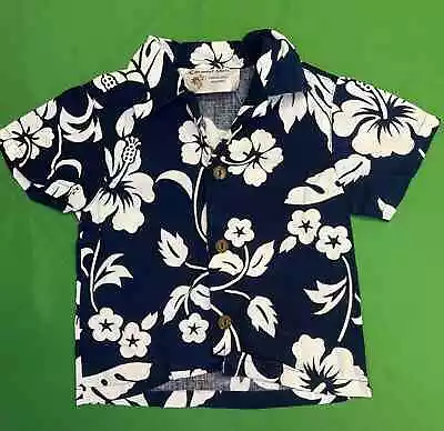 Made In Hawaii Navy Blue Hawaiian Aloha Shirt Infant 6 Months • £13.49