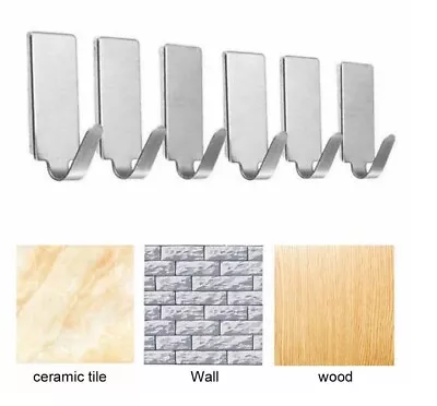 £1.79 • Buy 1-20 Coat Hooks Self Adhesive Sticky Heavy Duty Wall Seamless Stainless Steel UK