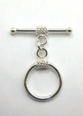 6 Set 17x28mm Bali Toggle Clasp Sterling Silver Plated 561 Mtt-77 • $6.99