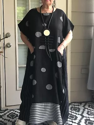 Lagenlook Boho Art To Wear Steampunk Bubble Balloon Polka Dot Dress+necklace • $145