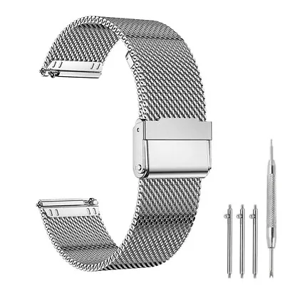 18mm 20mm 22mm Stainless Steel Mesh Metal Watch Strap Milanese Loop Band Unisex • $11.06