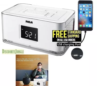 RCA RCR8622 Dual Alarm Clock AM FM Radio W4 Multi Color Wraps /phone USB Charger • $28.99