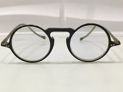 VINTAGE 1930's Art Deco Two Tone Black & Green Round Celluloid Eyeglasses EUC • $40
