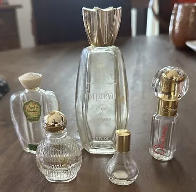 Lot Of 5 Vintage Perfume Bottles Empty Cheramy April Showers 2 Avon 2 Coty HTF • $22