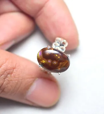 925 Sterling Silver Ring Natural Mexican Fire Agate Gemstone Stone Size 16X11MM • $58.39