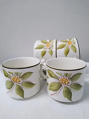 Doverstone Barratts Pottery Staffordshire England 4 Cups & Saucers 1980s 1990s • £10