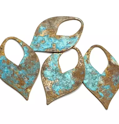 20pcs Metal Drop Blank Brass Charm Verdigris Blue Patina Handmade Jewelry 643C • $12