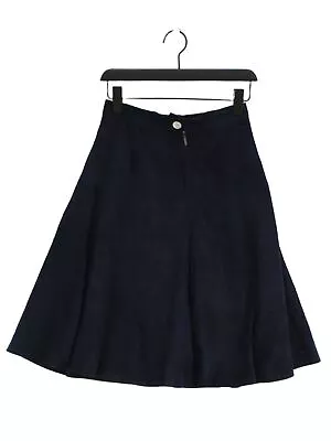 Jaeger Women's Midi Skirt UK 12 Blue Leather With Viscose Midi A-Line • £12.52