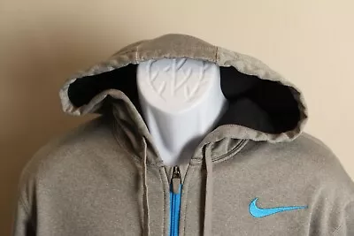 Nike Therma-Fit Men's Gray W/ Blue Full Zip Hooded Sweatshirt Hoodie M EUC • $20.99