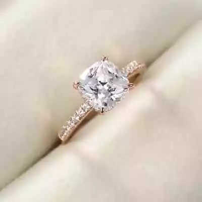 3 Ct Cushion Cut Moissanite Engagement Ring 14k Rose Gold Plated For Her • $124.07