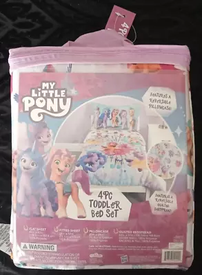  My Little Pony  New 4 Piece Toddler Bed Set W/2 Sheets Pillowcase & Bedspread! • $24.99