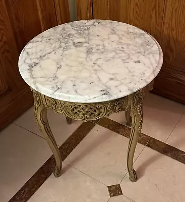 Victorian Style Marble Top Made In Italy Solid Wood Small End Table 22  • $499.99