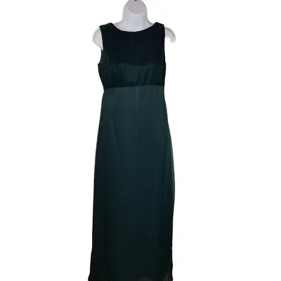 Vtg 90s Y2k Sleeveless Green Velvet Prom Homecoming Formal Dress 10 USA • $90.99