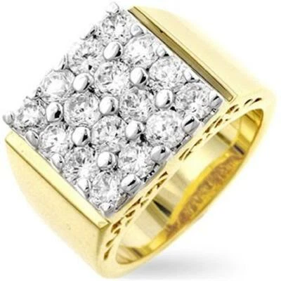 $37.99 • Buy 18K GOLD EP 3.0CT DIAMOND SIMULATED MENS STYLISH DRESS RING Sz 12-14 You Choose