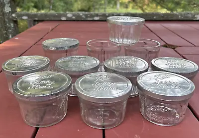 Lot Of 11 Vintage Ball Jelly Glass Jars With 9 Rustic Metal Tops • $44.99