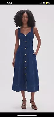 AJE Size 8 May Denim Midi Dress New No Tags Never Worn • $280