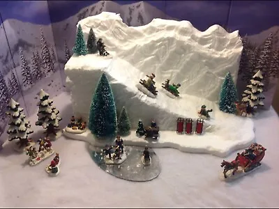 Christmas Village Display Ski Slope W Matching Background For Lemax Dept 56 • $99