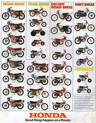 1974 Honda Motorcycle Lineup Sales Ad/ Brochure Vintage • $13.35