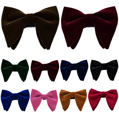 Men Oversize Velvet Bow Tie Big Bowtie Pre-Tied Wedding Party Ties Bowknots - • $8.89