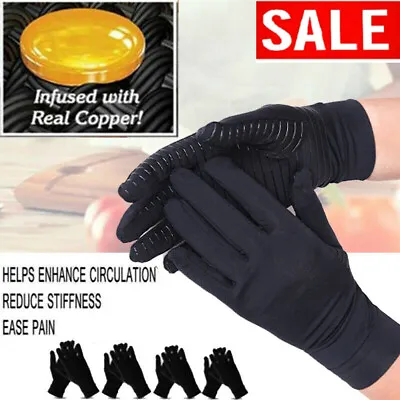 Copper Compression Arthritis Gloves Hand Support Joint Pain Relief Pair Gloves • $7.18