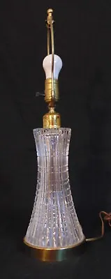 Signed Waterford Crystal Cut Glass Table Lamp Brass Base Lismore Cut Diamond • $425