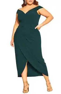 $65 • Buy CITY CHIC Ripple Love Dress In Emerald Plus Size XXL / 24 NWT [RRP $179.95]