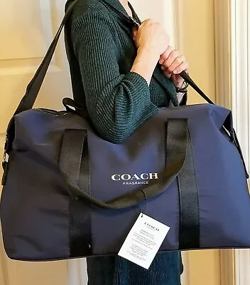 Coach Unisex Expandable Weekender Overnighter Duffle Bag Travel Navy Blue NWT • $94.90