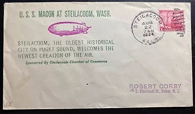 1934 Steilacoom USA USS Macon Airship Zeppelin  Welcome Cover To St Dover NJ • $39.99