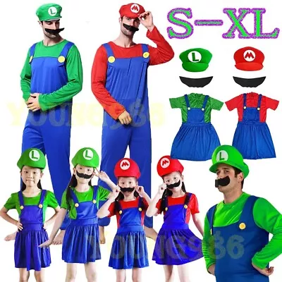 Super Mario Bros Costume Unisex Adult Mens Kids Girls Outfit Cosplay Fancy Dress • $18.87