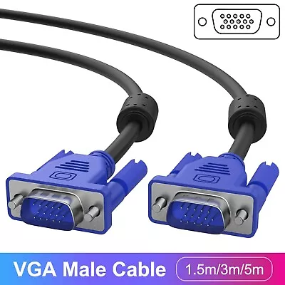 1.5M 3M 5M VGA SVGA 15pin Male To Male Extension PC Monitor HD Screen VGA Cable • $13.49