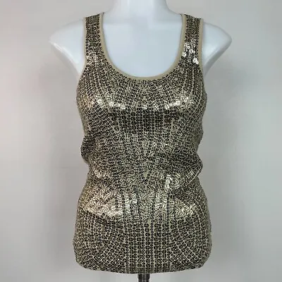 Michael Michael Kors Tank Top Small Sequins Gold Bronze Embellished Rib Knit • $12