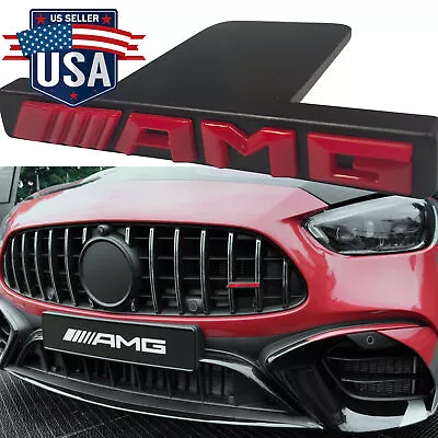 3D Black Red Front Grill Emblem For AMG Panamericana Radiator C63 S63 GT63 Badge • $15.99