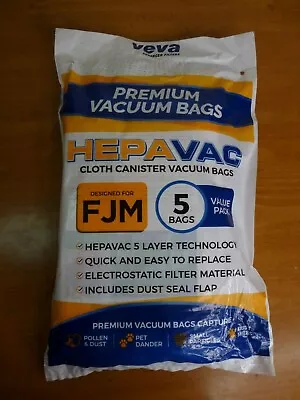 5 Pack VEVA FJM Advanced Filters Premium Vacuum Bags HEPAVac Bags Cloth Canister • $13.45