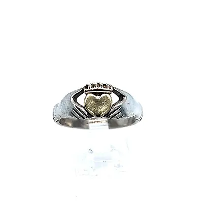 Claddagh 925 Sterling Silver Size 7.25 Gold Plated Heart Women's Celtic Vintage • $54.99