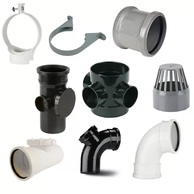 £4.50 • Buy PUSH FIT 110mm PIPE FITTINGS  |  BLACK GREY WHITE  Bend | Access | Boss Reducer