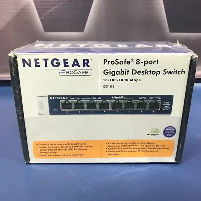 NETGEAR GS108 ProSafe (GS108-400NAS) 8 Port Standalone Gigabit Ethernet Switch • $19