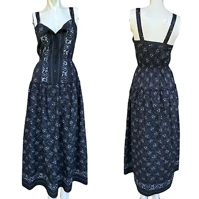 Vintage 70s Mr Jac Jr Moody Gothic Sleeveless Tiered Prairie Dress Size: 11 JR • $64.99