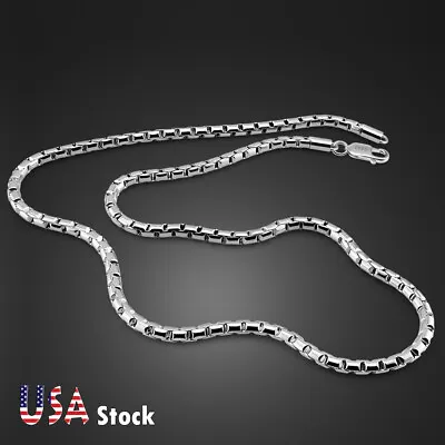 Solid 925 Sterling Silver Box Chain Necklace Lobster Clasp 5mm For Men & Women • $109.75