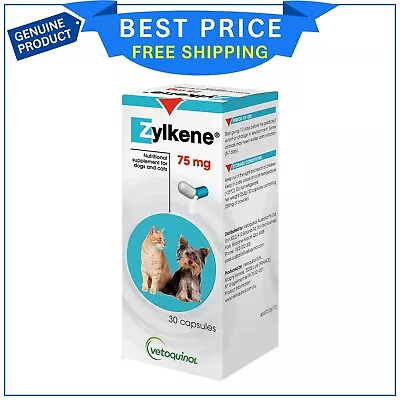 ZYLKENE Nutritional Supplement For Dogs & Cats Up To 10 Kg 75 MG 30 Capsules • $47.99