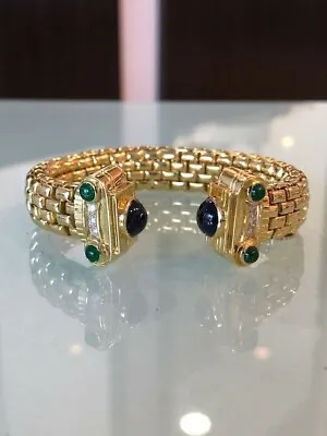$7250 • Buy Fope 18k Bracelet Cuff Sapphires Emeralds Diamonds Made In Italy