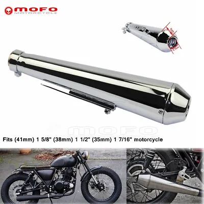 Steel Motorcycle Shorty Exhaust Muffler Pipe For 1 5/8  1 1/2 1 7/16  Cafe Racer • $85.55