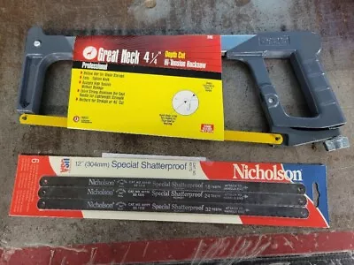 4-1/4  DEPTH CUT HI-TENSION HACKSAW #245 By With 6 12  Nicholson Hack Saw Blades • $13.99