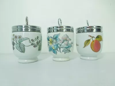 3 King Size Egg Coddlers Royal Worcester Porcelain EVESHAM + LAVINIA + WOODLAND • £18