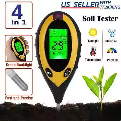 4 In 1 PH Tester Soil Water Moisture Light Test Meter For Garden Plant Seeding • $8.39