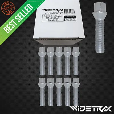 10Pc 14x1.5 Wheel Lug Bolts Studs 17mm Hex Cone 50mm Shank For Mercedes Audi VW • $31.57