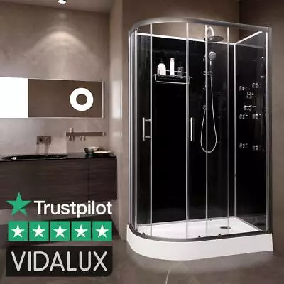 Vidalux 1200 X 800 Right Shower Cabin Black SS712 Fast Build Enclosure No Leaks • £559