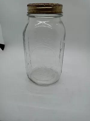 Vintage Ball Mason Jar Genuine Sculptured Glass Quart Measure 62A Clear Canning  • $4.50