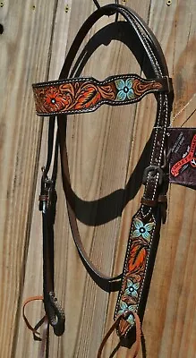 $89.06 • Buy Circle Y 5/8  2021 Hand Painted Metallic Flower & Leaves Browband Headstall 
