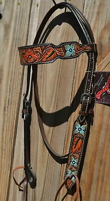 Circle Y 5/8  2021 Hand Painted Metallic Flower & Leaves Browband Headstall  • $98.95