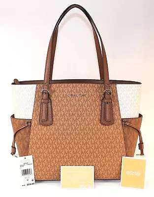 NWT Michael Kors Voyager East West Tote • Pale Peanut Luggage Multi • 30S0GV6T4V • $169.99